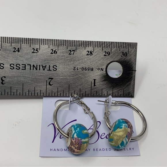 Viva Beads Clay Beaded Earth Design Hoops - Picture 4 of 8